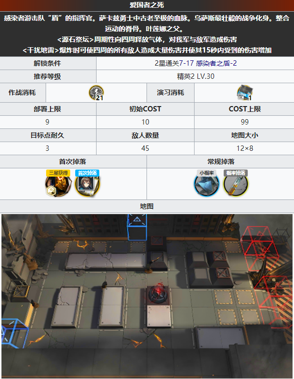 《明日方舟》第七章苦难摇篮主线关卡7-18 爱国者之死配置