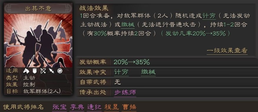 《三国志战略版》出其不意战法适用武将推荐