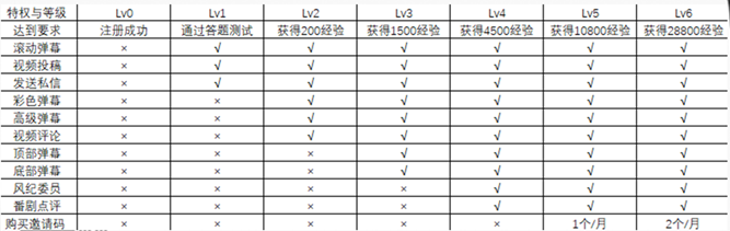 《哔哩哔哩》会员等级一览